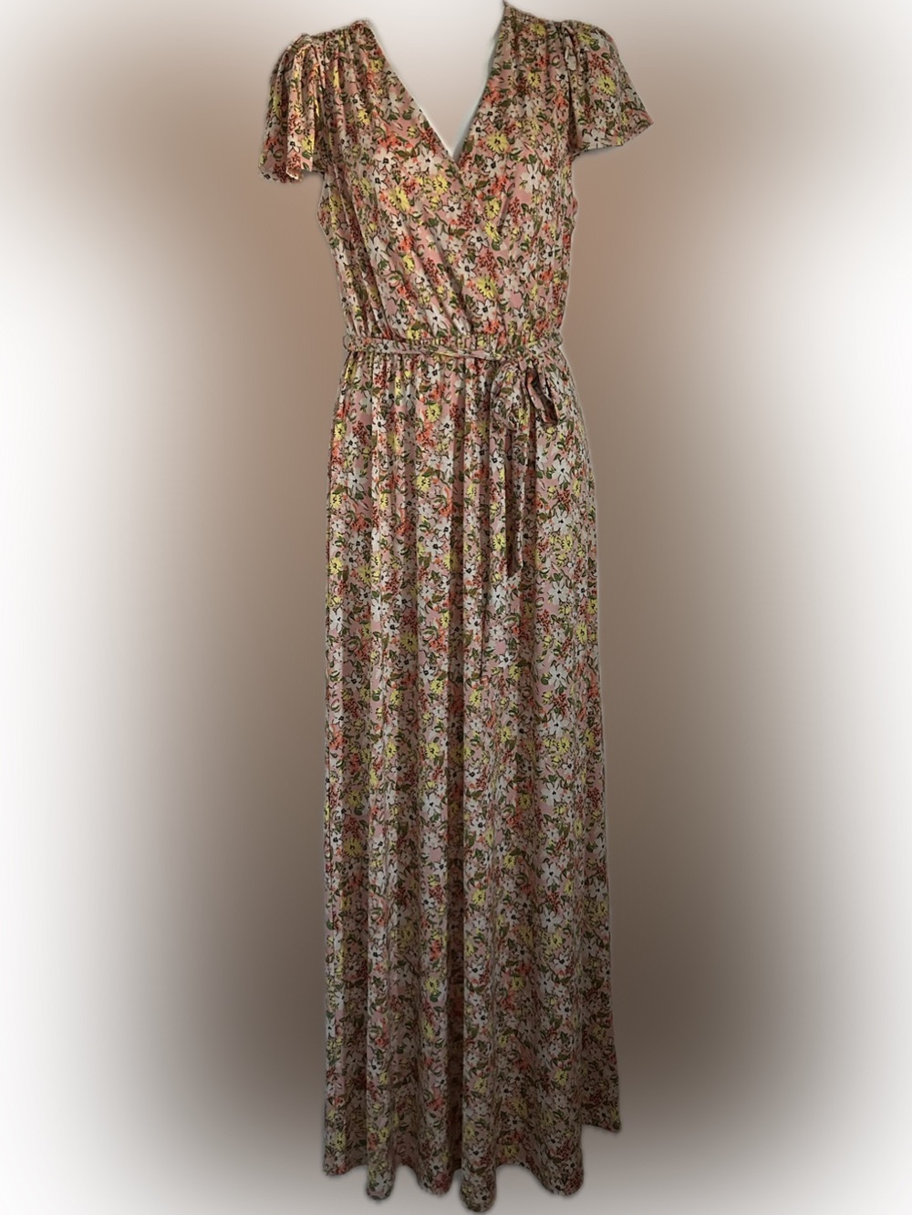 Gilli Pink Floral Ekastic-Waist Midi Dress